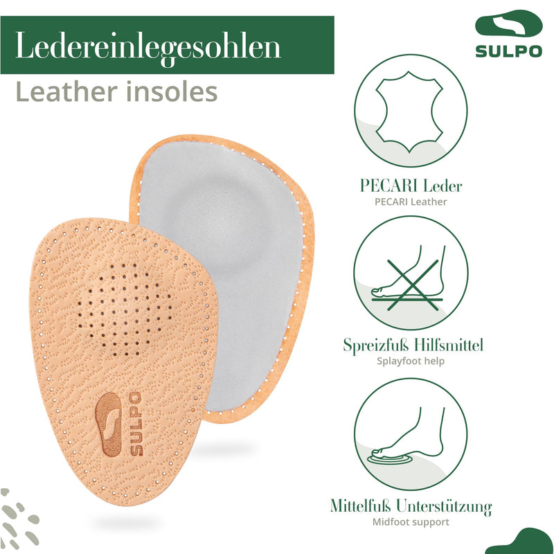 SULPO shoe insoles orthopedic - insoles leather - splayfoot insoles - ball pads forefoot - insoles splayfoot - half soles - pads - metatarsal pads - forefoot pads - 41/42 41-42 - NewNest Australia