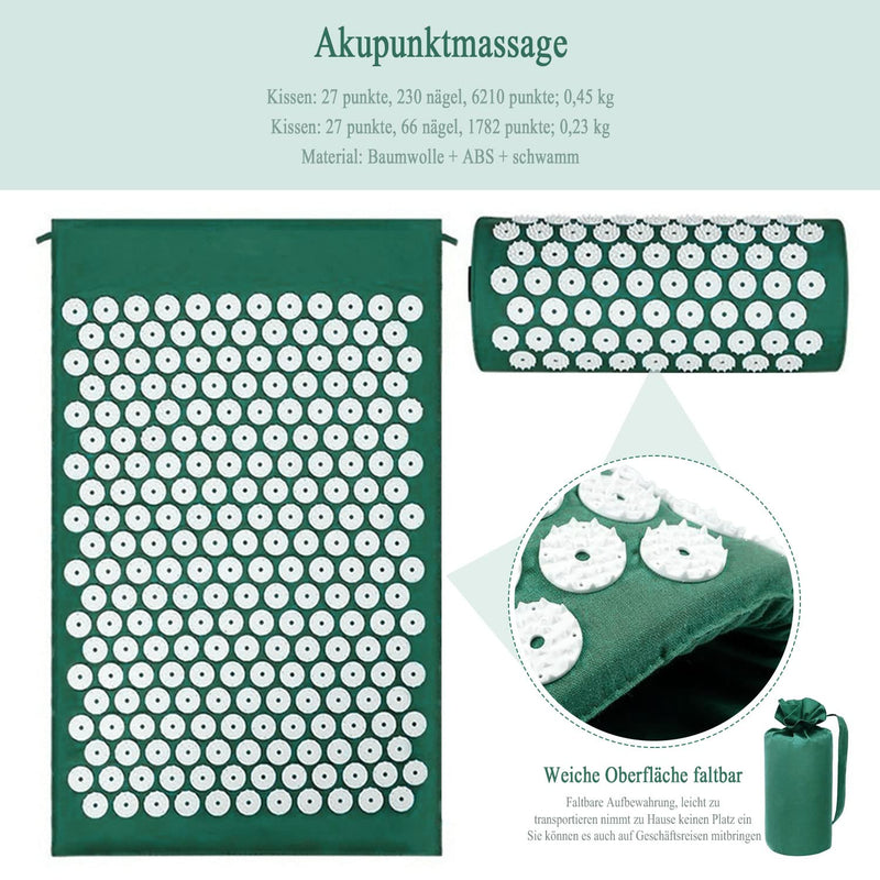 Acupressure Mat & Pillow Set/Acupuncture Mat Spike Yoga Mat For Massage Wellness Relaxation And Tension Relaxation Muscles Relaxation After Sports Recovery - With Carry Bag - NewNest Australia