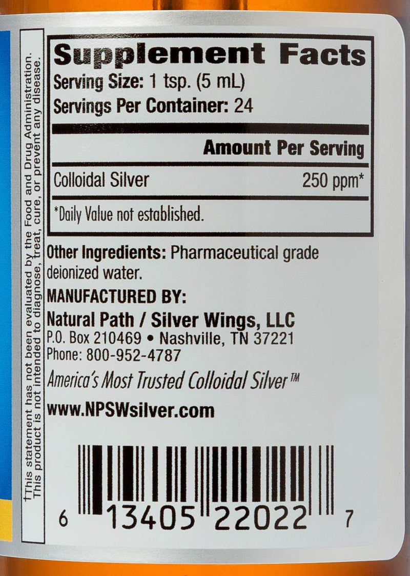 Natural Path Silver Wings Dietary Mineral Supplement, Colloidal Silver, 250 PPM, 4 Fl Oz - NewNest Australia