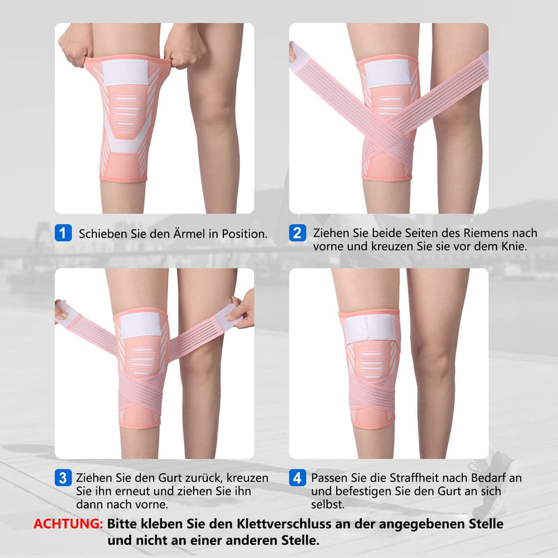 Knee Support For Men And Women, Pack Of 2, Knee Support With Adjustable Straps And Non-Slip Silicone For Sports, Running, Arthritis, Joint Pain, Ligament Injury, Meniscus Tear, Tendonitis (Pink, L) - NewNest Australia