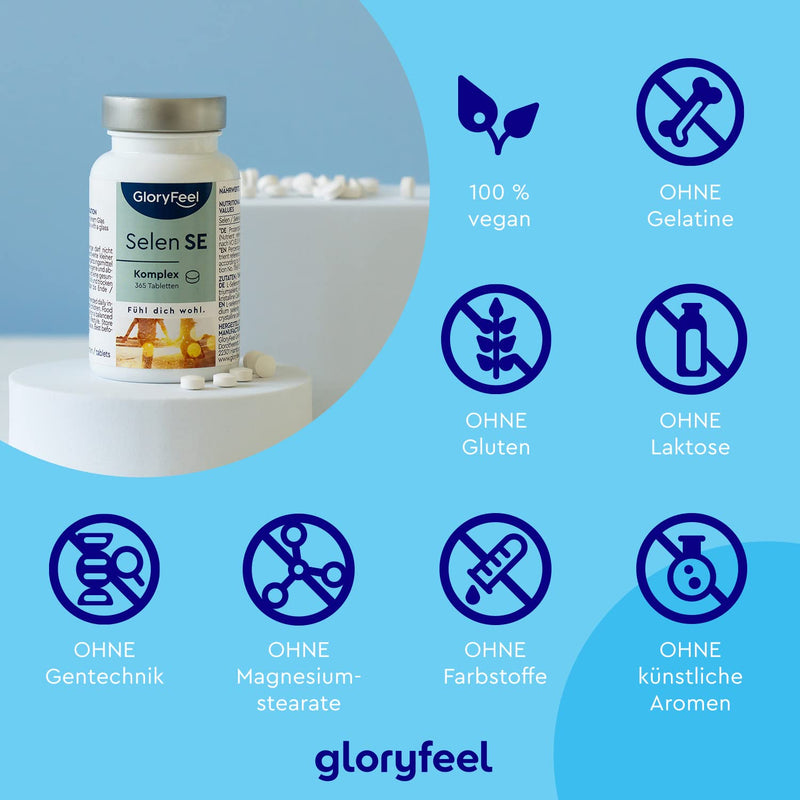 Selenium 365 tablets - premium complex of sodium selenite & selenomethionine - immune and thyroid support* - laboratory tested, 100% vegan and made in Germany without additives - NewNest Australia