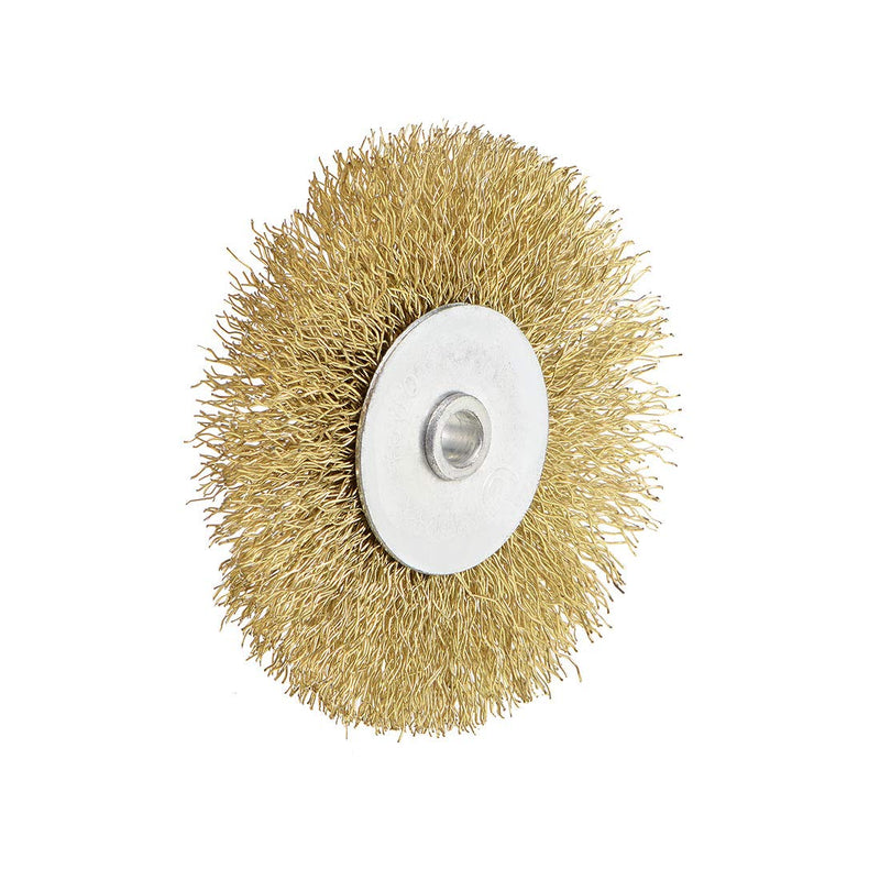 uxcell 3-Inch Wire Wheel Brush Bench Brass Plated Crimped Steel with 1/4-Inch Arbor Hole 5 Pcs - NewNest Australia