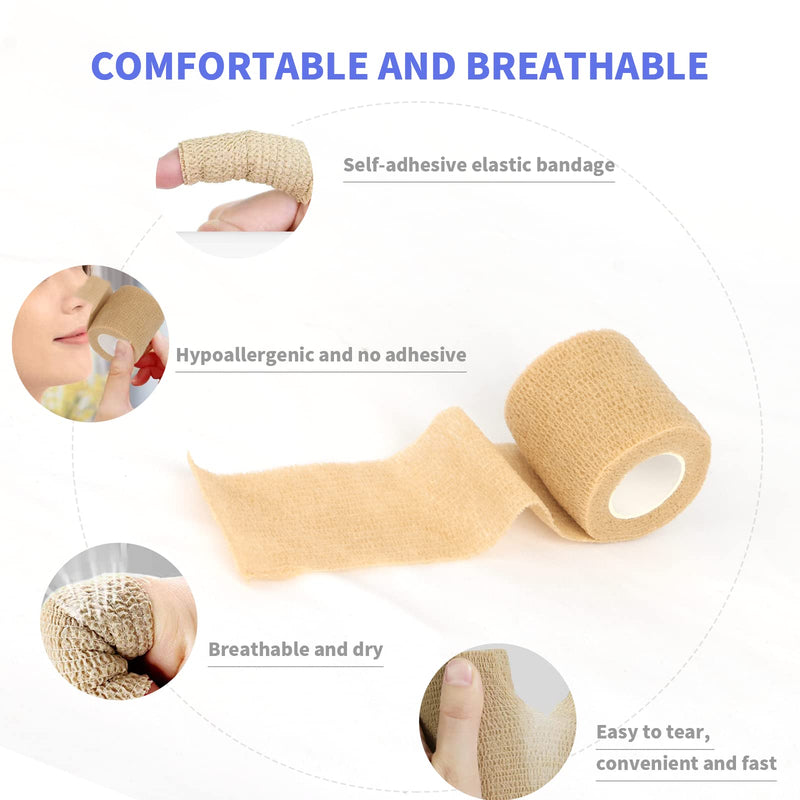 SIRALMNO Professional Self Adhesive Bandage,12 pack Cohesive Bandage,Elastic Athletic Bandage tape-5cm x 4.5m, Water proof&Breathable non-woven Sports Tape for finger, wrist, Ankle, pets - NewNest Australia