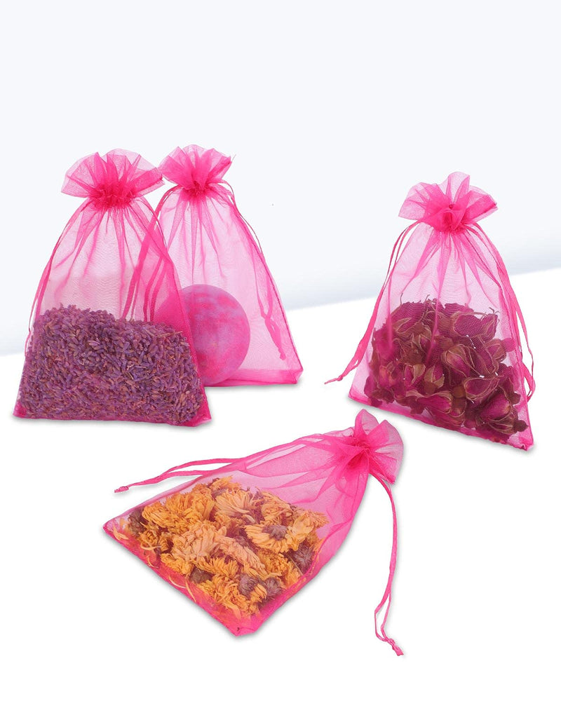 Kslong 100PCS Small Mesh Bags Drawstring 3x4,Sheer Organza Bags Drawstring for Jewelry, Mesh Party Wedding Favor Bags for Small Business,Candy,Bracelet Packaging,Empty Sachet Bags (Hot Pink) Hot Pink - NewNest Australia