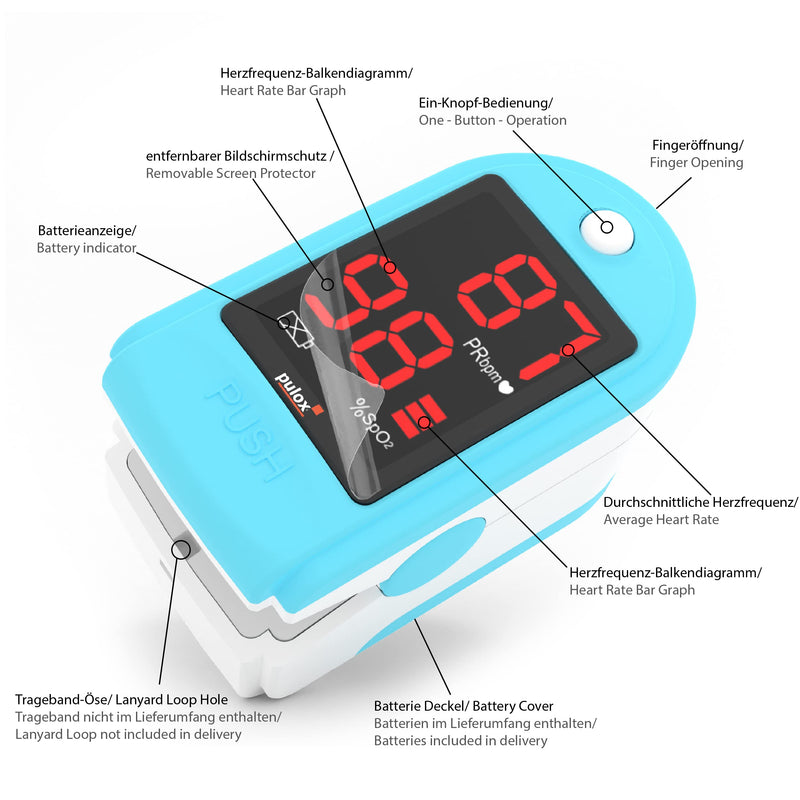 Pulse oximeter PULOX PO-100 Solo in light blue - NewNest Australia