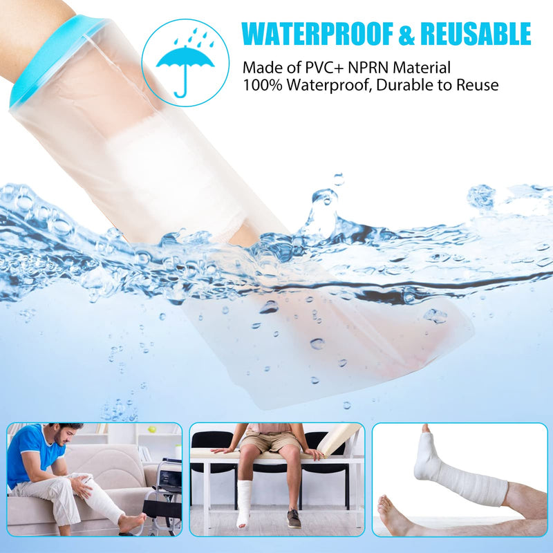 BESUMYN Waterproof Short Leg Cast Cover for Shower: Bandage Protector for bathing, Plaster Cast Cover Clear Cast and Dressing, Reusable Watertight Protection Dry for Broken Knee, Ankle, Foot - NewNest Australia