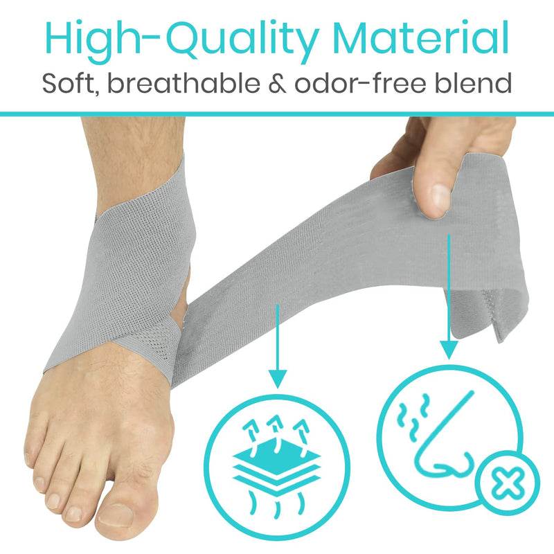 Vive Ankle Wrap - Strap Heel Brace Stabilizer For Sprained Foot - Breathable, Soft, Firm Compression Sport Sleeve For Swelling - Adjustable Nonslip Elastic Support For Tendonitis - For Women, Men Gray - NewNest Australia