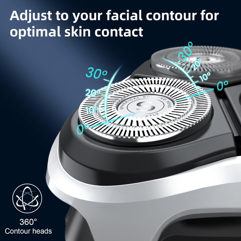 Men's electric razor, SweetLF electric razor with precision trimmer, wet and dry razor, electric razor for men, 100% waterproof and power display, blue - NewNest Australia