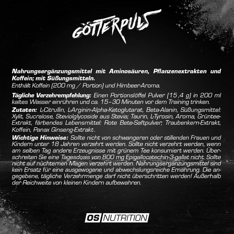 OS NUTRITION Götterpuls Premium Pre-Workout Supplement, 308 g - NewNest Australia