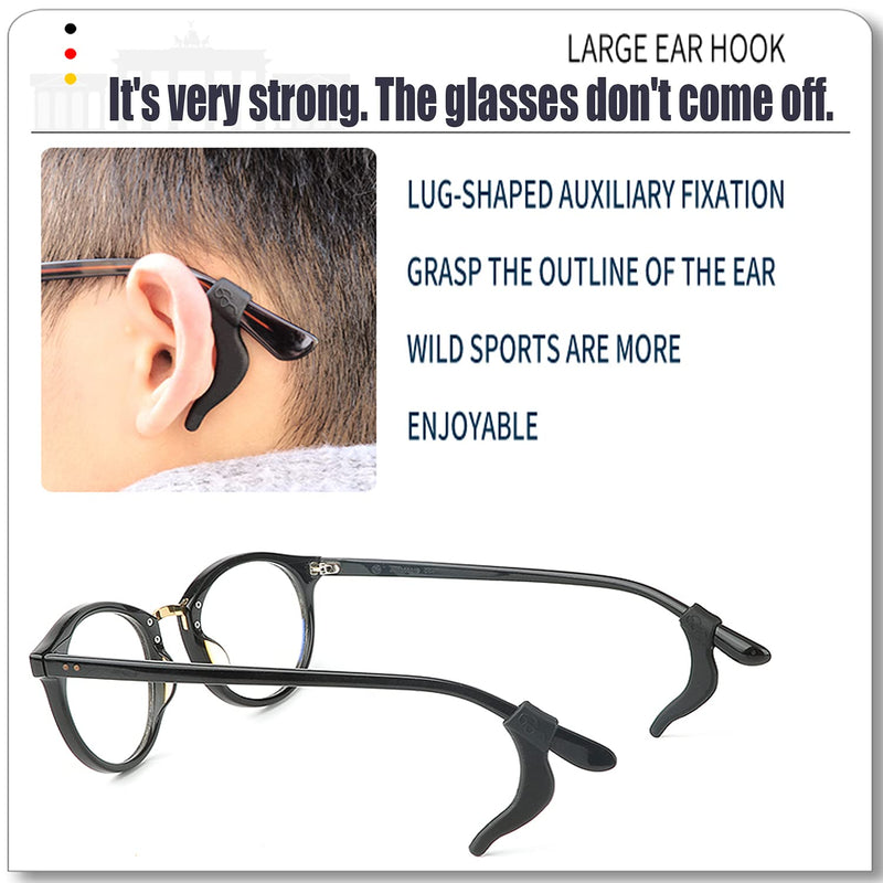 15 Pairs Black Soft Silicone Eyeglass Ear Grip Cushions Temple Tips Eyeglass Pads Anti Slip Glasses Ear Hook Comfort Sport (All, L-Black) all - NewNest Australia