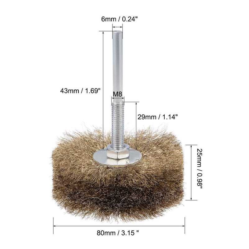 uxcell 80mm Wire Wheel Brush Bench Brass Plated Crimped Steel Wire 1/4 Inch Shank - NewNest Australia