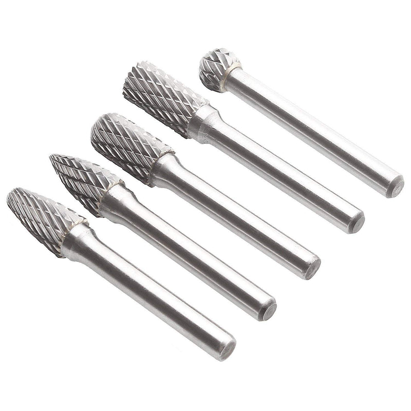 Carbide Burr Set with 1/4" Shank and 2/5" Head (10MM), CBTONE 5 PCS Double Cut Tungsten Carbide Rotary Burrs 1/4 Inch 6mm Shank Die Grinder Bits for Carving, Polishing, Engraving and Drilling 1/4 Shank - NewNest Australia