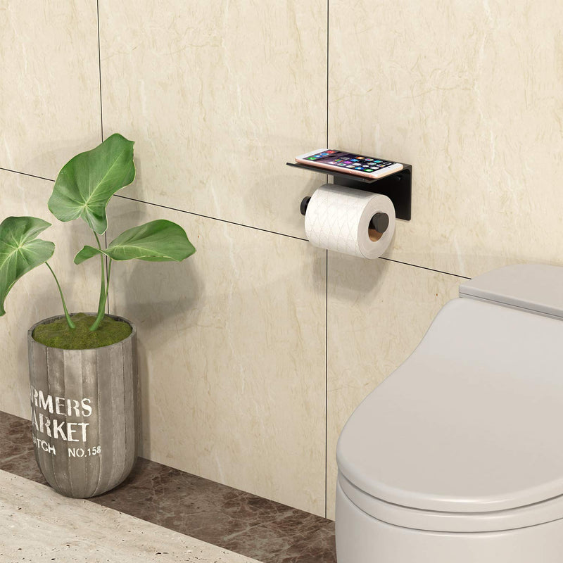 Vdomus Toilet Paper Holder, rustproof Aluminum Wall Mounted Toilet roll Holder with Shelf - NewNest Australia