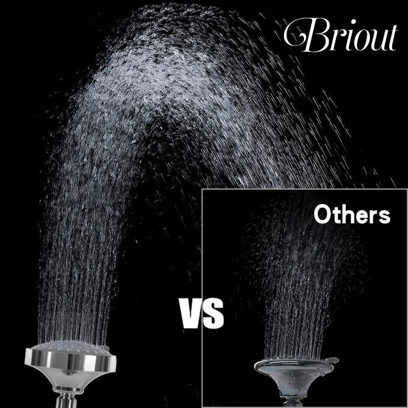 Briout Shower Head, High Pressure Shower Heads 4.1 Inch 5 Settings Rain High Flow Fixed Showerhead for Luxury Shower Experience Even at Low Water Pressure, Chrome - NewNest Australia