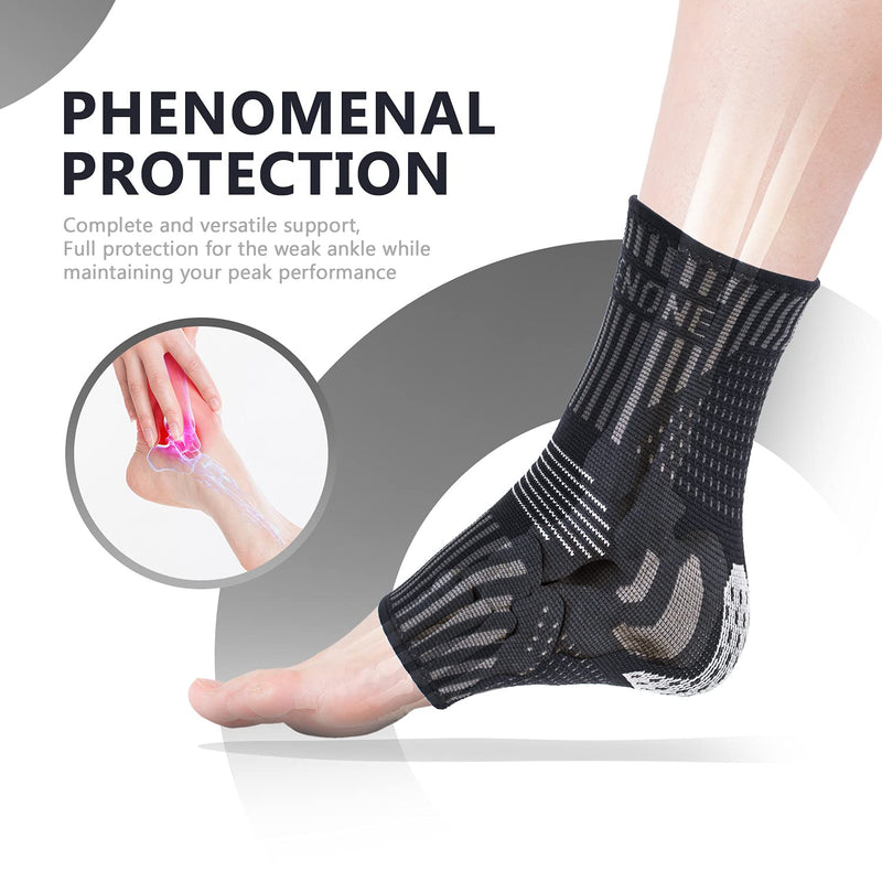 Professional Ankle Brace Pack of 2, Breathable Ankle Brace for Women/Men Compression Socks Foot Brace for Plantar Fasciitis, Arthritis, Sprained Ankles, Achilles Tendon, Sport M Black - NewNest Australia