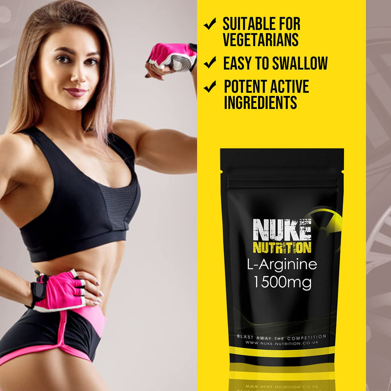 Nuke Nutrition L Arginine Capsules 1500mg - 120 Capsules - Nitric Oxide Supplement for Men & Women to Improve Muscle Strength, Endurance & Mass - Nutritional Pre Workout - Nitric Acid Pills for Energy 120 Count (Pack of 1) - NewNest Australia