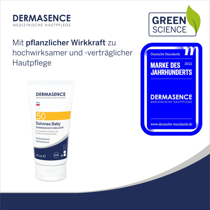 DERMASENCE Solvinea Baby SPF 50, 75 ml - high sun protection for sensitive children's skin or very dry skin prone to neurodermatitis - face and body - with vitamins E - fragrance-free - NewNest Australia
