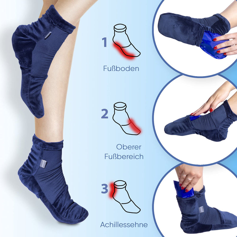 Icehof Cooling Socks With 4 Ice Packs - Soft Fabric / 1 Pair With Cooling Pads Gel Cold Therapy For Feet Toes For Chemo Therapy Rheumatism Cold Socks Chemo Unisex Size M - NewNest Australia