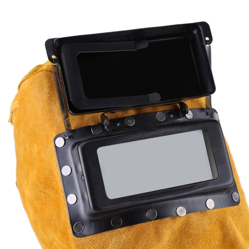 Breathable Welding Helmet with Lens, Leather Welding Helmet Mask Solar Auto Darkening Filter Lens, Heat Resistant Leather Welder Hood Welding Helmet Protective Gear Mask Work Cap - NewNest Australia