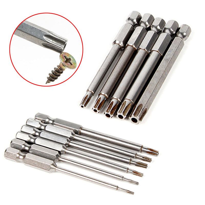 Yakamoz 11 Pcs Magnetic T6-T40 Torx Head Screw Driver Bit Set Security Tamper Proof Star 6 Point Screwdriver Drill Bits Tools with 1/4 Inch Hex Shank | 3 Inch Length 11pcs/ 75mm - NewNest Australia