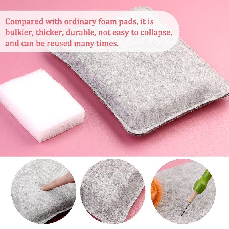 Needle Felting Pad, 9.84 x 7.87 x 1.38 Inch, Needle Felting Mat, Grey Needle Felting Pad with Felting Needle, Wooden Handle, Cleaning Cloth and Finger Cot, Accommodates Any Felting Project - NewNest Australia