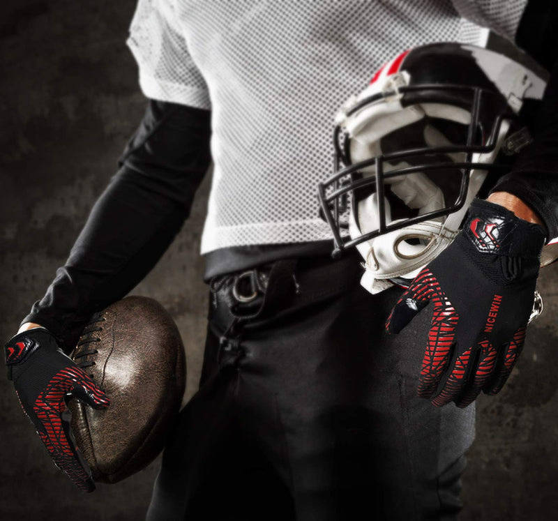 NICEWIN Football Gloves Adult Football Receiver Gloves for Men and Women Red 1 Small - NewNest Australia