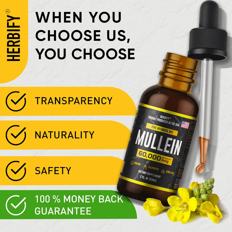 Mullein Extract 2 oz, Alcohol-Free Tincture, Organic Mullein Leaf and Flowers Blend (Verbascum Densiflorum) 2 Fl Oz (Pack of 1) - NewNest Australia