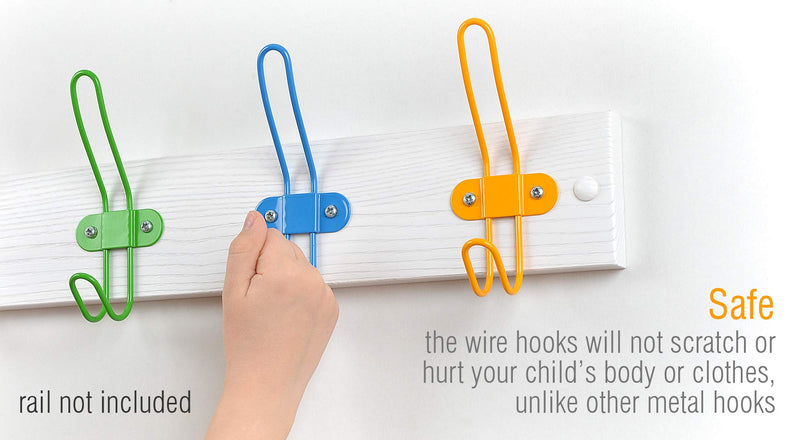 NewNest Australia - Tibres - Kids Wall Coat Hooks for Girls and Boys for Jackets Clothes Backpacks Robes and Towels - Children Colorful Wall Mounted Hanger Hooks Rack for Use in Nursery Bedroom and Bathroom - Set of 5 