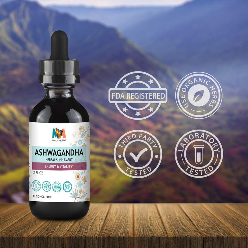 Ashwagandha Tincture - Organic Withania Somnifera Liquid Extract Promoting Stress Relief, Brain & Heart Function - Alcohol-Free Herbal Drops for Energy - Vegan, Non-GMO - 2 fl. Oz Bottle (2 FL OZ) 2 Fl Oz (Pack of 1) - NewNest Australia