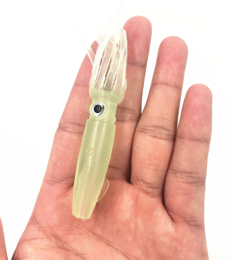 Soft Luminous Octopus Trolling Saltwater Bait Squid Skirt Fishing Lures Glow in Dark,4.13inch Green(5pcs) - NewNest Australia