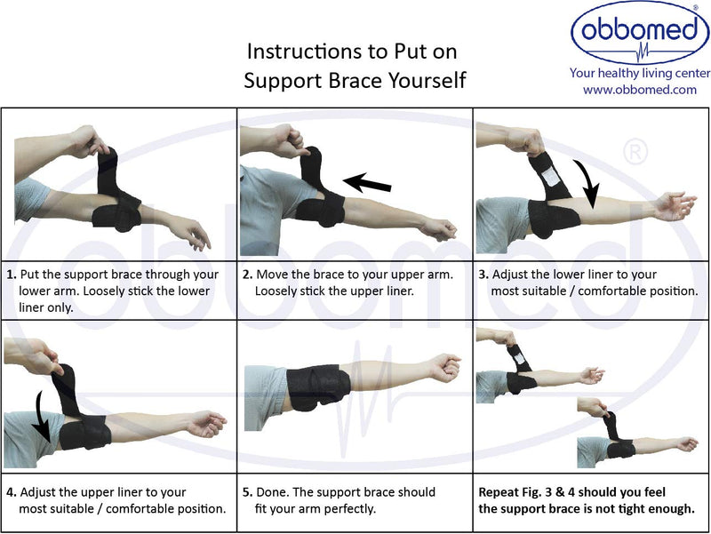 ObboMed MB-1850S Upper Arm Support Brace Upper Arm Support with Magnets Support for Tennis and Golfer Elbow Training Tendonitis Arthritis Black - S: 11-12" - NewNest Australia