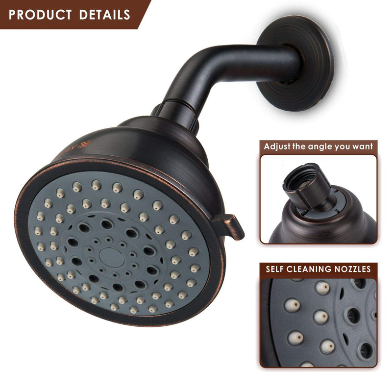 High Pressure Shower Head with Shower Arm - Voolan 5 Function Rain Shower Head - Comfortable Shower Experience Even at Low Water Flow - Oil-Rubbed Bronze - NewNest Australia
