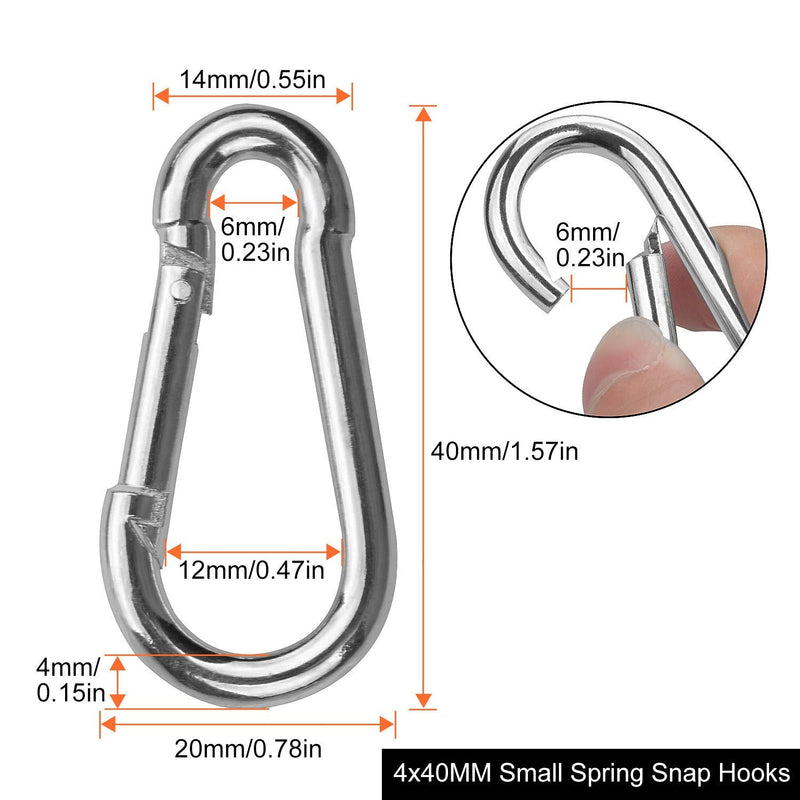 30 Pack Sliver Spring Hook, Zinc-Galvanized Steel Carabiner Small M4x40MM Carabiners for Backpacks or Key Chains, Silver Quick Link Snap Spring Clip Hook for Ropes, Pet, Indoor and Outdoor Equipment - NewNest Australia