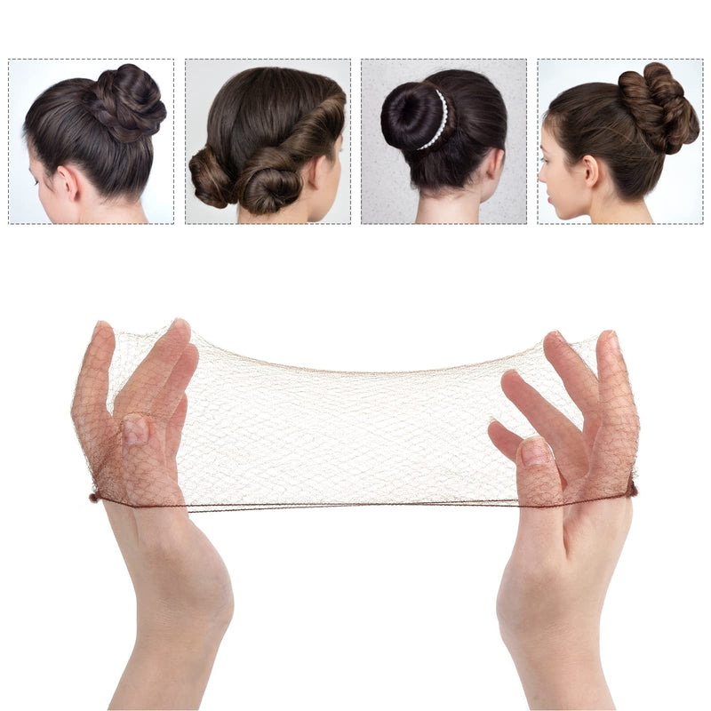 Prasacco Bun Nets,20 Pcs Individual Package Invisible Hair Nets 20 Inch Reusable Nylon Hair Nets for Buns Invisible Elastic Edge Mesh for Ballet Bun Sleeping Women Wig Brown - NewNest Australia