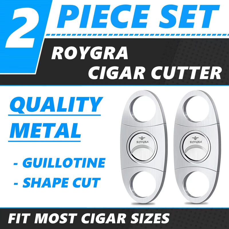 roygra Cigar Cutter, Double Blade Guillotine, Stainless Steel - 2 Pack - NewNest Australia