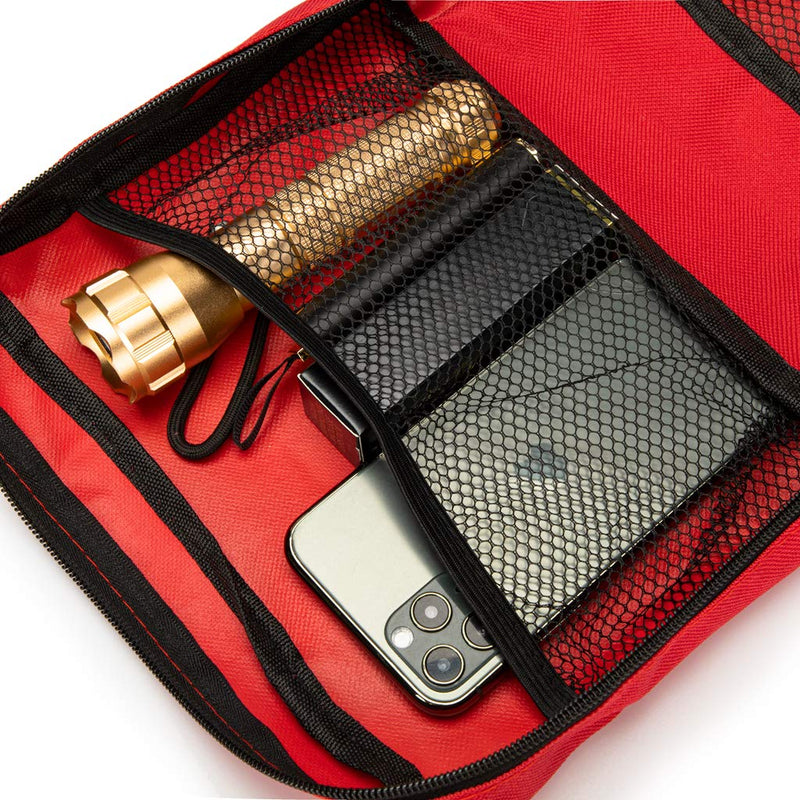 Jipemtra Red First Aid Bag Empty Travel Rescue Pouch First Responder Storage Medicine Emergency Bag for Car Home Office Kitchen Sport Outdoors (Red) - NewNest Australia