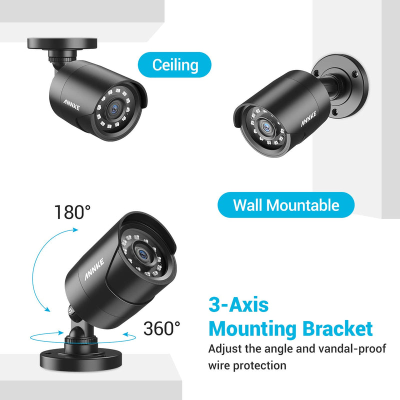 ANNKE 1080p HD-TVI Security Surveillance Camera for Home CCTV System, 2MP Bullet BNC Camera with 85 ft Super Night Vision, IP66 Surveillance Weatherproof Add–on Wired Camera - E200 - NewNest Australia