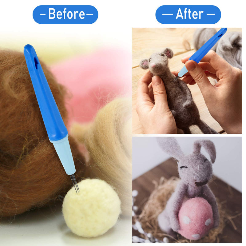 Pen Style Needle Felting Tool with 3 Needles and Punch Style Felting Needle Tool with 7 Barbed Needles, Wool Needle Felting Accessories for DIY Patchwork Wool Crafts Making Felt Patterns - NewNest Australia