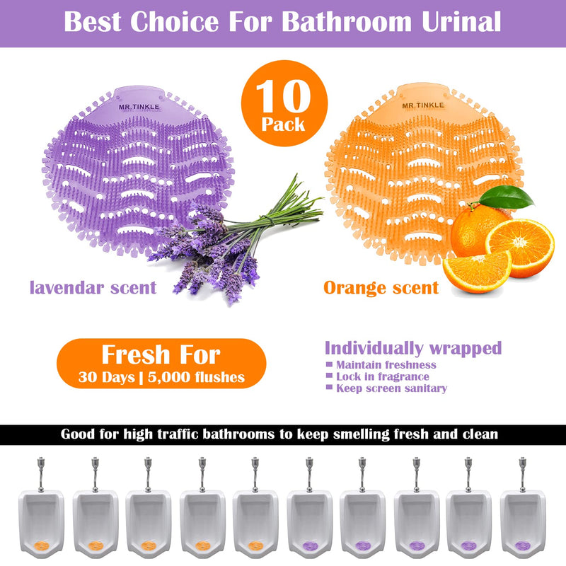 MR. TINKLE Urinal Screens Deodorizer–Set of 10 Urinal Screens–5x Orange and 5x Lavender Urinal Deodorizer–6.81in x 6.81in Commercial Air Freshener Ideal for Office, Mall, Restaurant - NewNest Australia