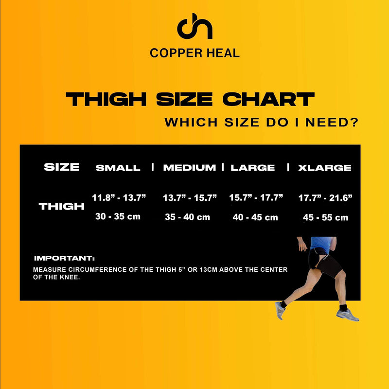 COPPER HEAL Thigh Compression Recovery Sleeve Recover from Sore Pulled Hamstring & Groin Strain Hip Leg Pain Sprains Tendinitis Injury Tights Quadriceps Muscle Tear Quad S - NewNest Australia