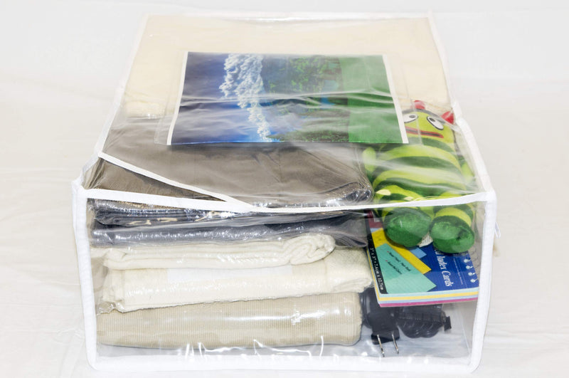 Vinylpac 5-Pack Zippered Clear Plastic Storage Bags 13 x 19.5 x 6.5 Inch with 9 x 9 Insert Pocket and Display Cutout - NewNest Australia