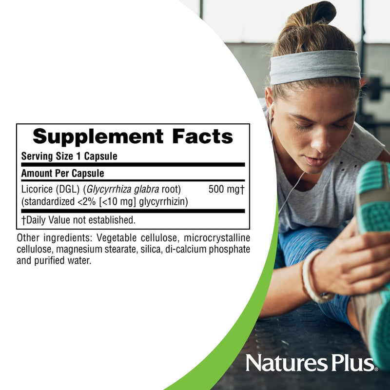 NaturesPlus Herbal Actives Licorice (DGL) Capsules - 500mg, 60 Vegan Supplements - Maximum Potency, Anti-Inflammatory, Stomach and Stress Reliever - Vegetarian, Gluten-Free - 60 Servings 60 Count (Pack of 1) - NewNest Australia
