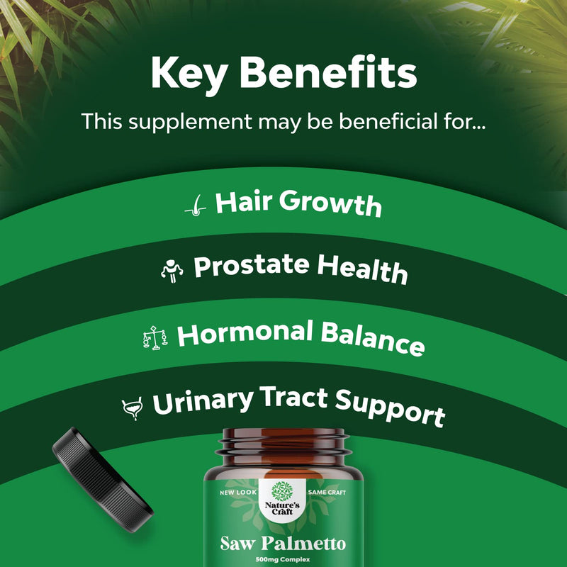 Saw Palmetto Capsules for Hair Loss - Saw Palmetto for Women and Men Hair Vitamins for Faster Hair Growth and Healthy Hair Supplement - Saw Palmetto Prostate Supplement for Prostate Health - NewNest Australia