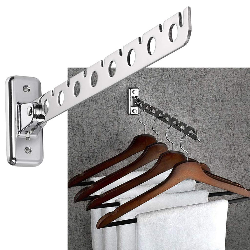 NewNest Australia - Sumnacon 12" Stainless Steel Clothes Hanger Rack, 2 Pcs Wall Mounted Folding Garment Hooks, Space Saver Clothing and Closet Rod Storage Organizer for Laundry Room Bedroom Bathroom Kitchen 