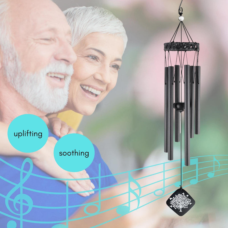 Solsken Home Memorial Wind Chimes - Sympathy Wind Chimes - Relaxing, Sweet Tones - Black - 29" BLACK Colored Aluminum - NewNest Australia
