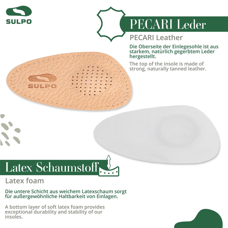 SULPO shoe insoles orthopedic - insoles leather - splayfoot insoles - ball pads forefoot - insoles splayfoot - half soles - pads - metatarsal pads - forefoot pads - 41/42 41-42 - NewNest Australia