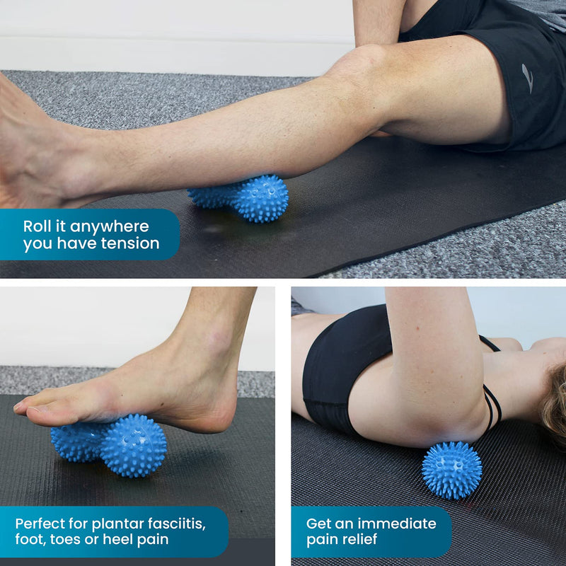 Beenax Hard Spiky Massage Ball Roller Set - Perfect for Plantar Fasciitis, Trigger Point, Deep Tissue, Myofascial Release - Designed to Relieve Stress and Relax Tight Muscles Blue - NewNest Australia