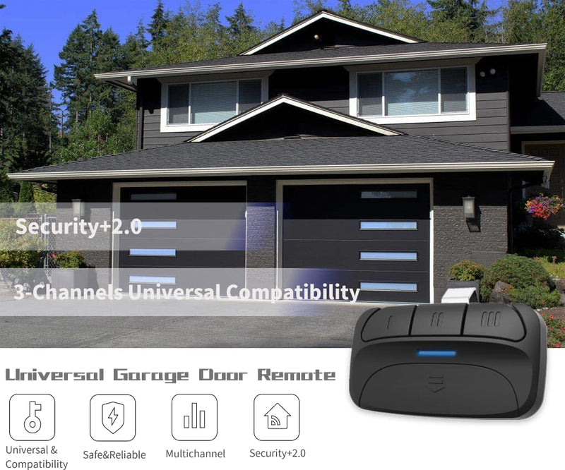 3-Channel Universal Garage Door Opener Remote with Visor Clip, Replacement for LiftMaster Chamberlain Craftsman Compatible with Openers has Green Orange Red Purple Yellow Learn Button 2 Pack - NewNest Australia