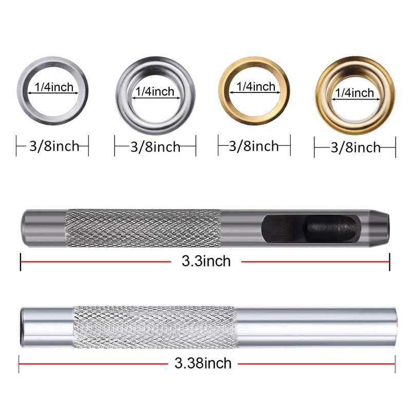 1/4 Inch Grommet Kit 200 Sets Grommets Eyelets with 3 Pieces Install Tool Kit (4 Colors) 1/ 4 Inch Inside Diameter - NewNest Australia