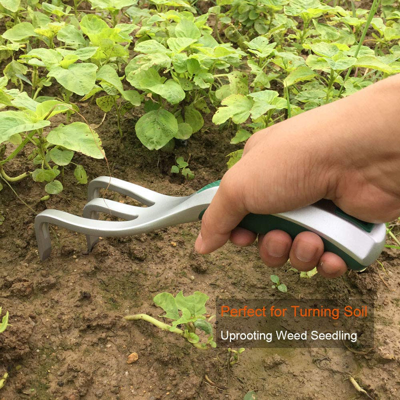 CFCT Garden Hand Cultivator, Min Hand Rake with Broad Sturdy Claw, Scratch Tool for Weeding, Aerating, Cultivating, Aluminum Light Weight, Bend Proof Ergonomic Design - NewNest Australia